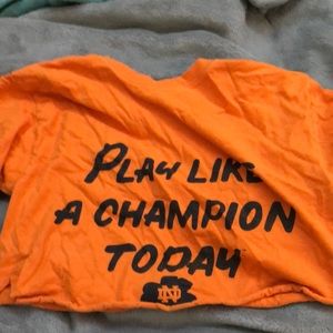 “Play like a champion today” Norte dame crop top